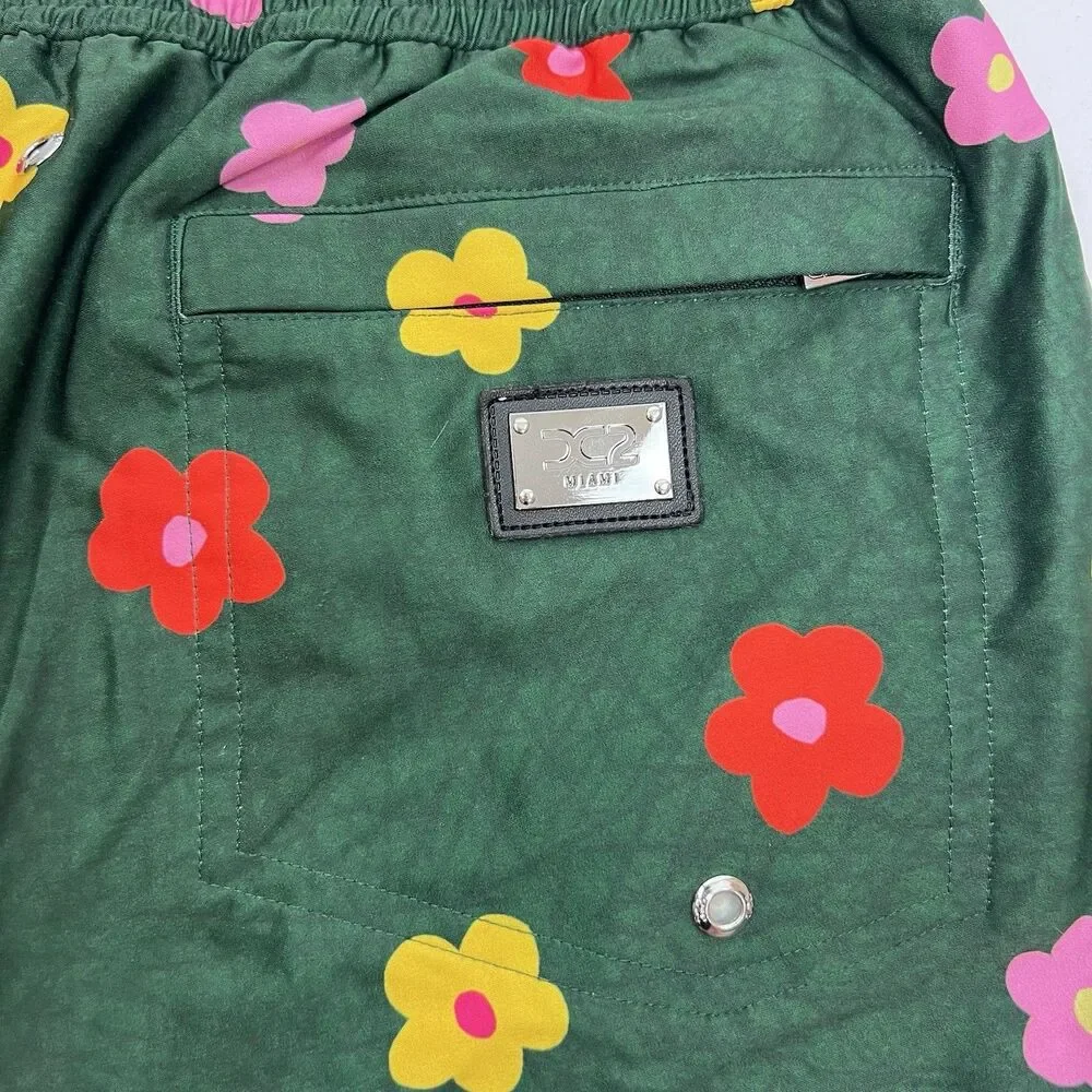 DC2 Miami Swim Mini Shorts Mens Size 2XL Green Floral Buy Myself Flowers Print
